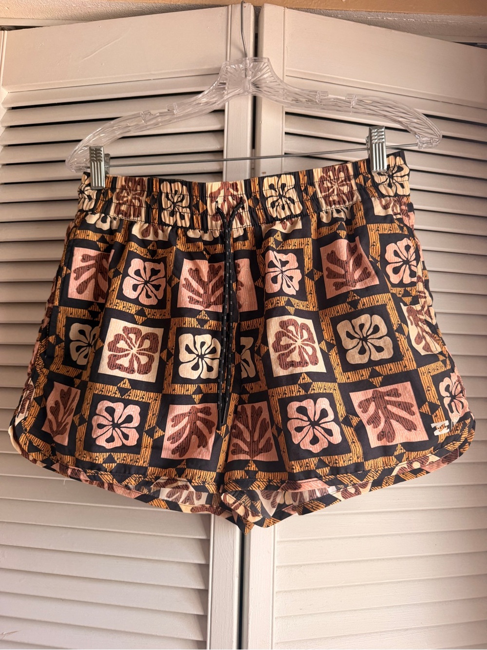 Billabong Black, Pink & Gold Floral and Coral Tile-Print Swim Shorts